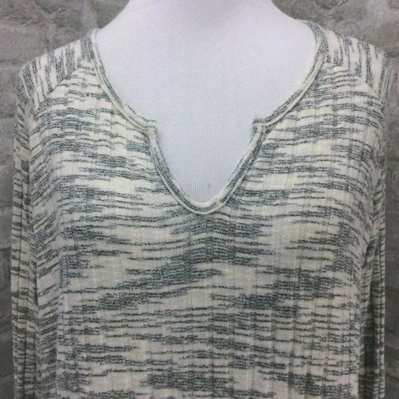 Lazy Sundays Top X Large Gray Cream Stretch Knit Flyaway Open Back Soft Loose - Picture 5 of 7